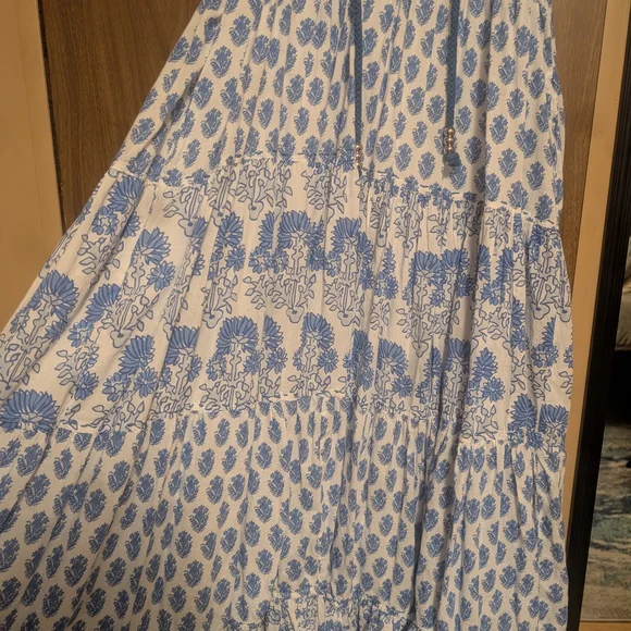 Blue Patterned Sleeveless Maxi Dress - Picture 7 of 9